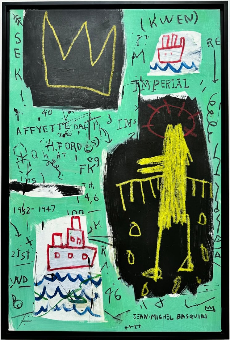Jean Michel Basquiat Abstract In The Style of. Pollock Andy Warhol Era Acrylic on Canvas (1 of 6)