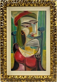 Pablo Picasso Spanish 1881-1973 Beautiful Oil On Canvas Painting in the style of. Dali,Magritte, COA