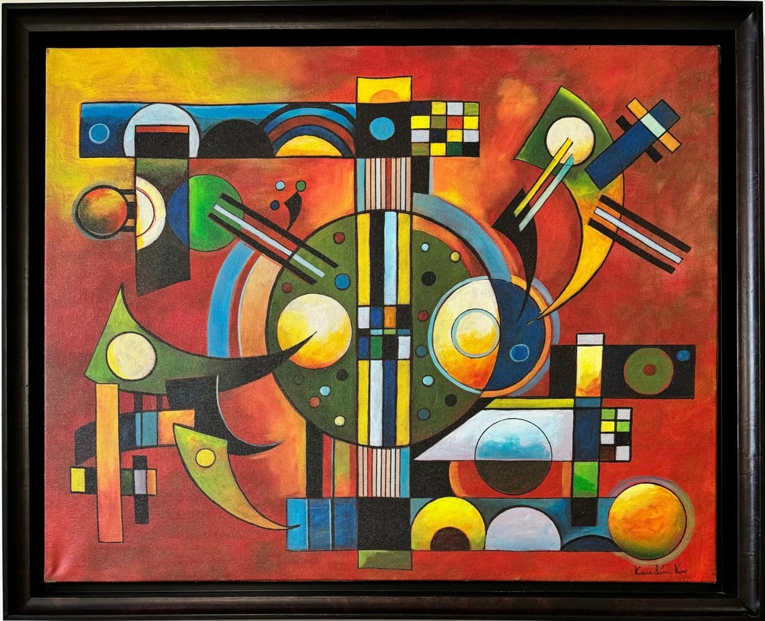 Wassily Kandinsky 1866 - 1944 Oil on Canvas Painting in the style of. Mondrian. Kazimir Malevich Era (1 of 6)