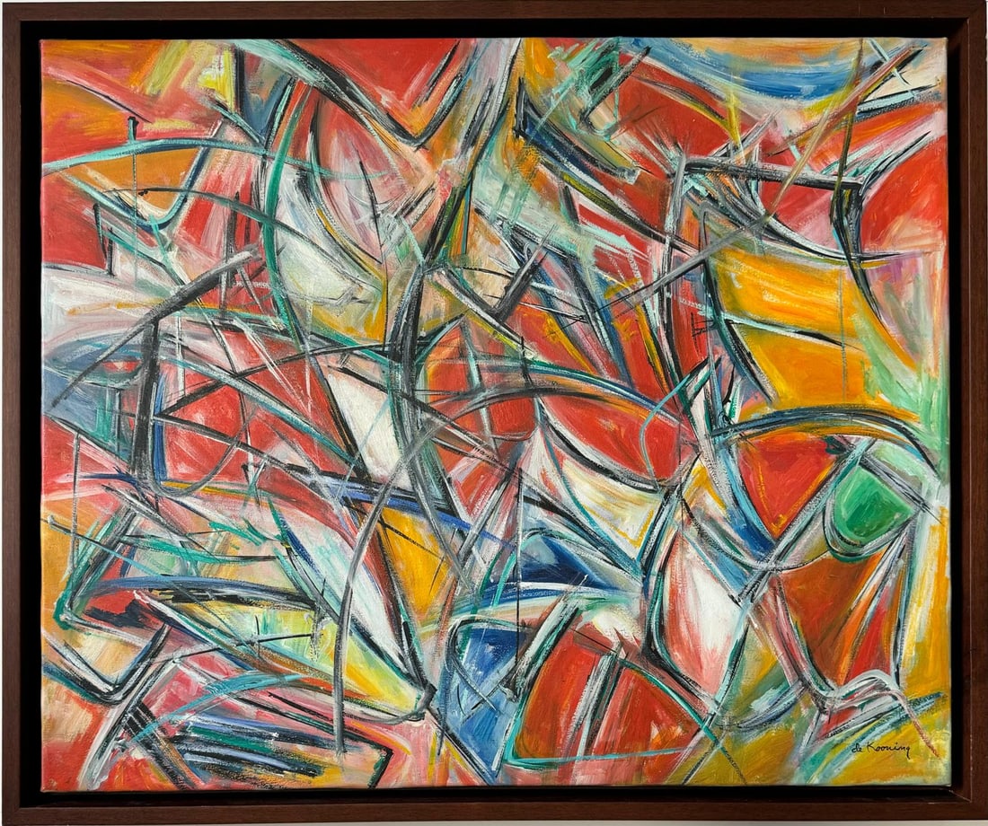 Willem de Kooning American 1904 - 1997 In The Style of Oil on canvas painting Pollock Kline (1 of 6)