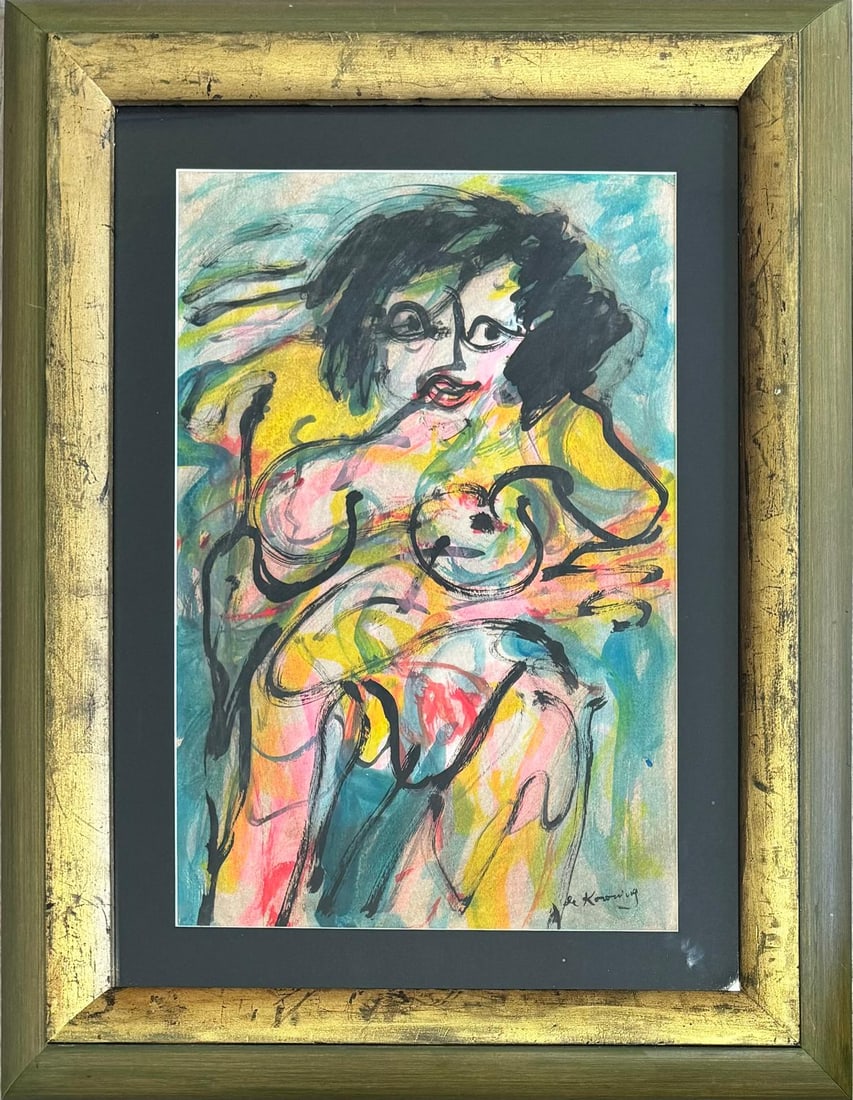 Willem de Kooning American 1904 - 1997 In The Style of Gouache on paper painting Pollock Kline (1 of 7)