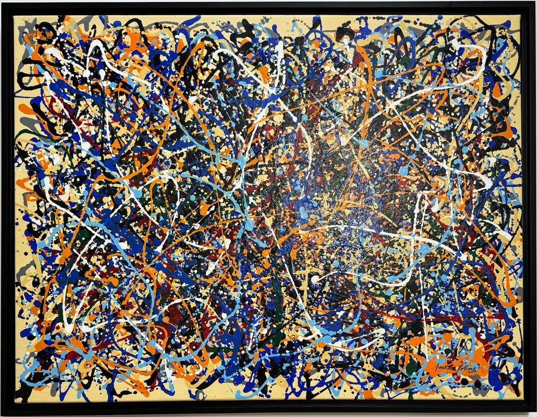 Jackson Pollock American Oil on canvas Painting In The Style of. Rothko Kline de Kooning O'Keeffe. (1 of 6)