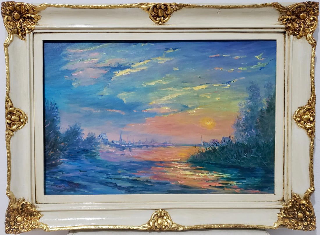 Claude Monet French 1840 - 1926 Oil on canvas Painting in the style of Renoir Era. (1 of 6)