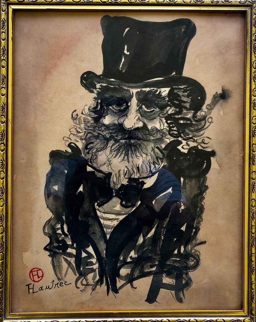 Henri de Toulouse Lautrec French 1864-1901 Wash on paper painting in the style of Renoir, Degas. (1 of 5)