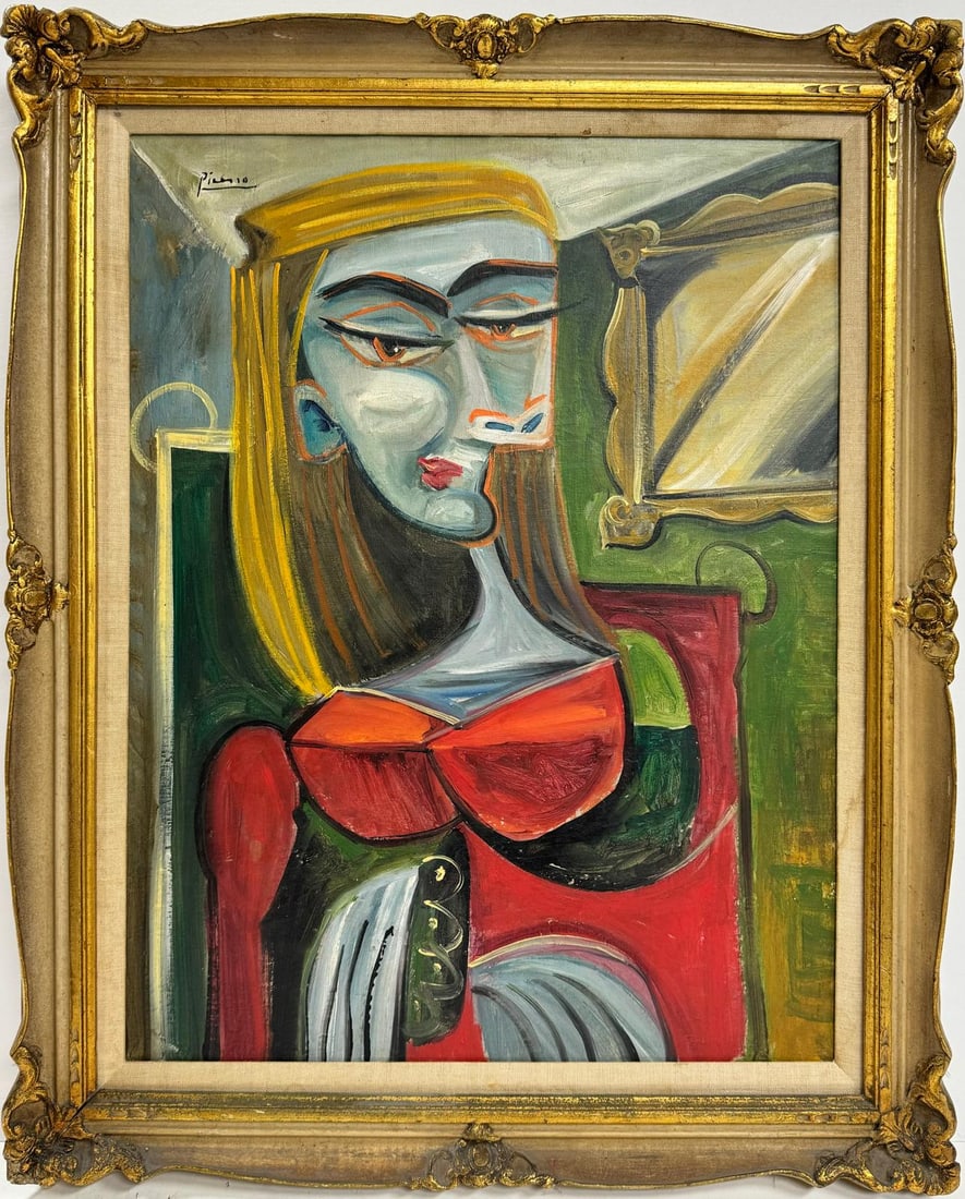 Pablo Picasso Spanish 1881-1973 Beautiful Oil On Canvas Painting in the style of. Dali Magritte, Era (1 of 7)