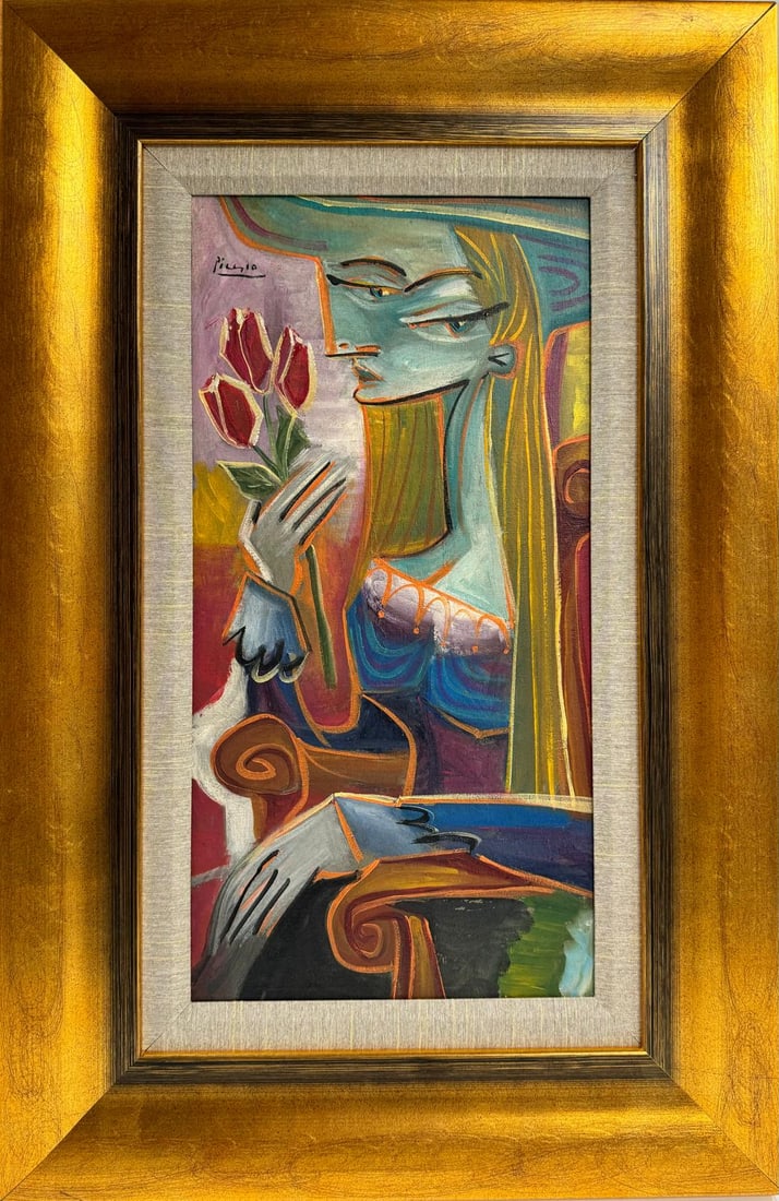 Pablo Picasso Spanish 1881-1973 Beautiful Oil On Canvas Painting in the style of. Dali Magritte, Era (1 of 7)