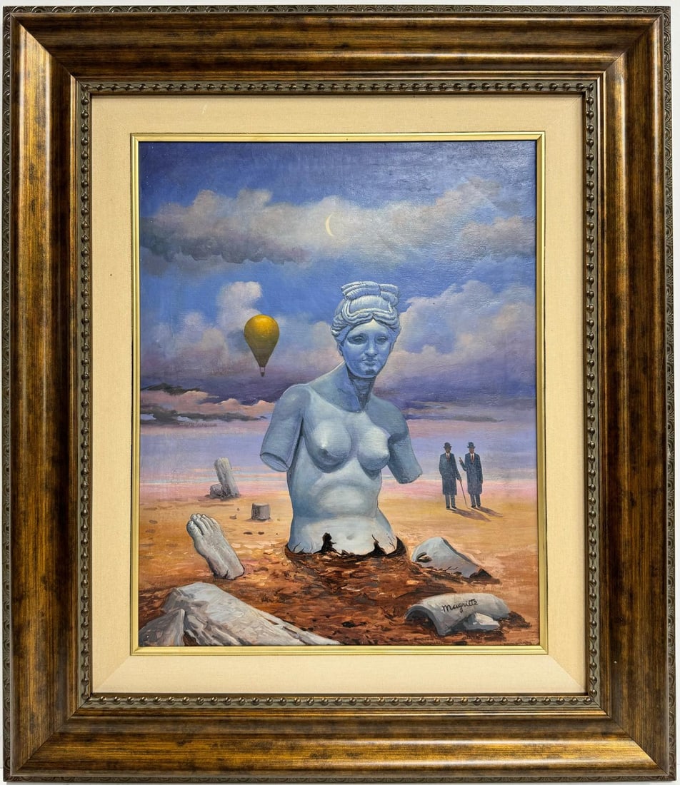 Rene Magritte Belgian 1898 - 1967 Untitled Oil on Canvas Painting in The Style of. Dali Picasso Era (1 of 6)