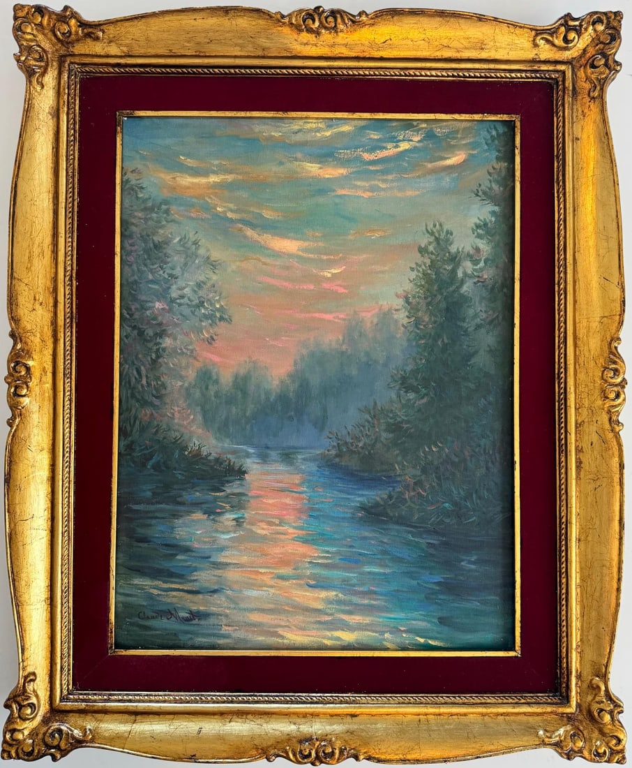 Claude Monet French 1840 - 1926 Oil on Canvas Painting in the style of Renoir Manet Pissarro Era. (1 of 9)