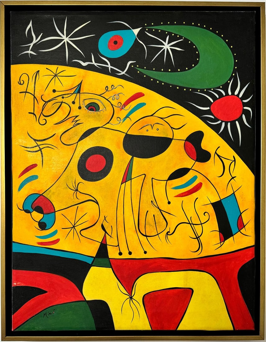 Joan Miro Spanish 1893 - 1983 Oil on Canvas in the style of. Dali Picasso Chagall Era. (1 of 6)