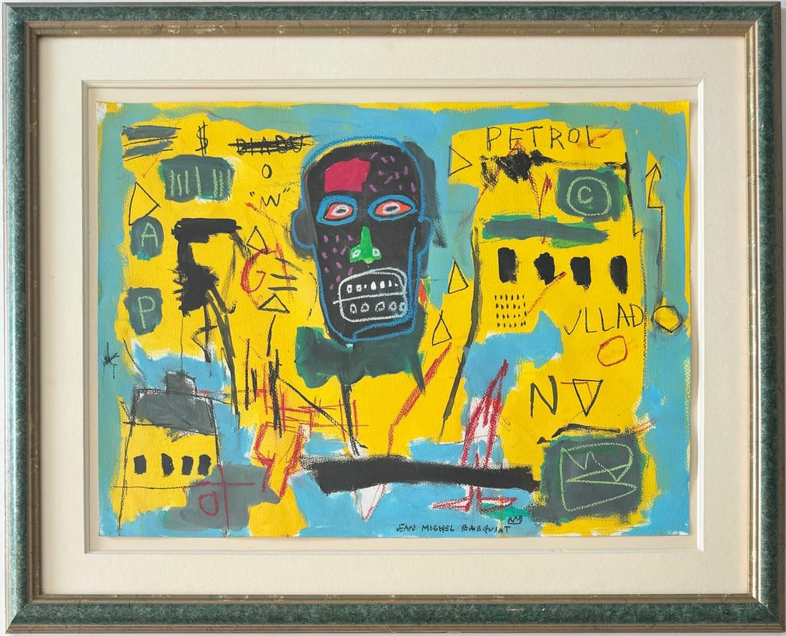 Jean Michel Basquiat Abstract In The Style of. Pollock Andy Warhol Era Acrylic on Paper (1 of 7)