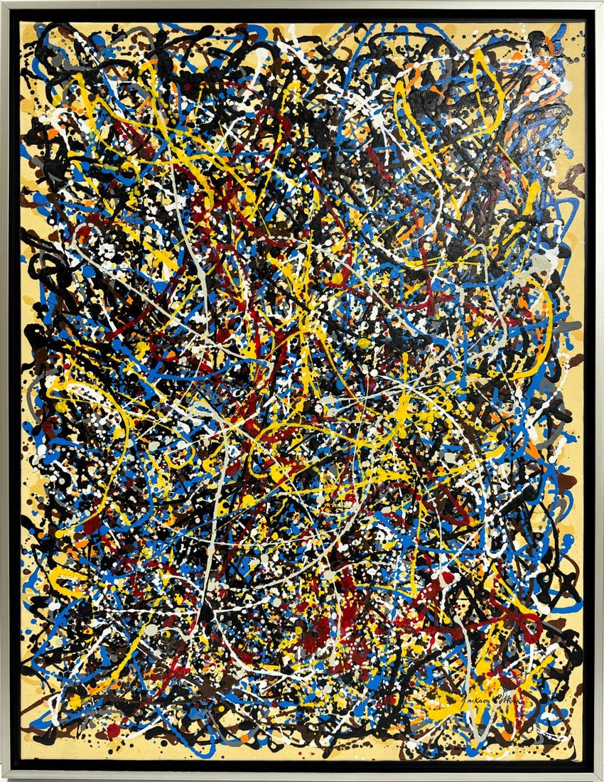 Jackson Pollock American Oil on canvas Painting In The Style of. Rothko Kline de Kooning O'Keeffe. (1 of 6)