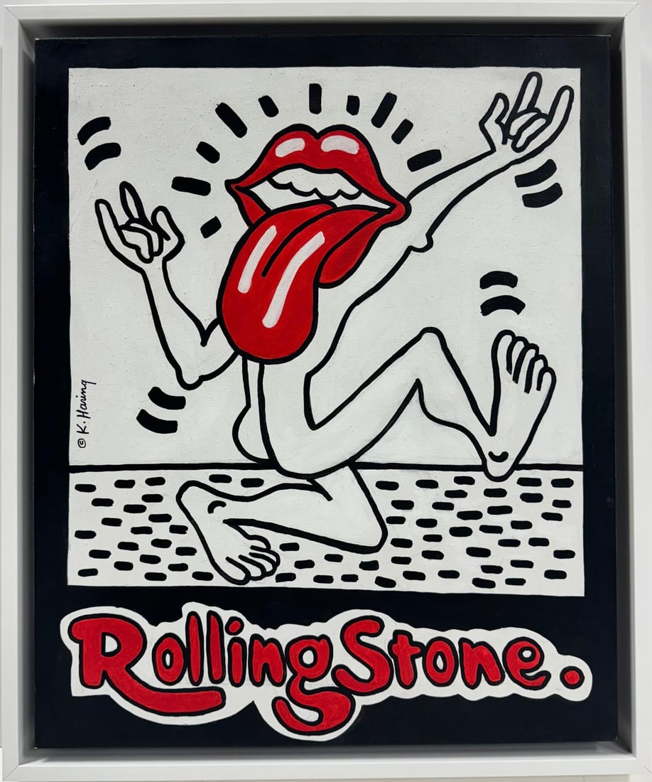 Keith Haring American 1958 - 1990 Acrylic/Canvas In The Style of Warhol Haring Pop Art Era. (1 of 7)