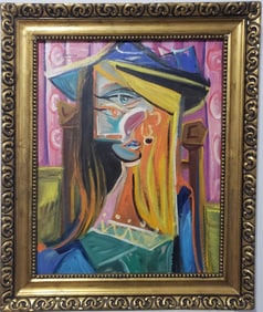 Pablo Picasso Spanish 1881-1973 Oil On Canvas Painting"Fragmented Perception" in the style of Dali