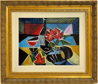 Pablo Picasso Spanish 1881-1973 Beautiful Oil On Canvas Painting in the style of. Dali, Magritte