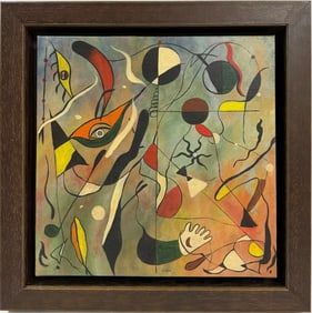 Joan Miro Spanish 1893 - 1983 Oil on Canvas in the style of. "Abstract Mosaic" Chagall Era