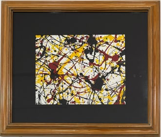 Jackson Pollock American Oil on Paper"Autumn Splatter" In The Style of. O'Keeffe,Kline Era.