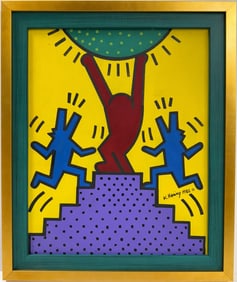 Keith Haring American 1958 - 1990 Acrylic/Canvas In The Style of Warhol Haring Pop Art COA
