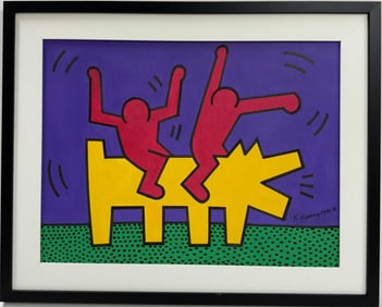 Keith Haring American 1958 - 1990 Acrylic/Canvas In The Style of Warhol Haring Pop Art COA