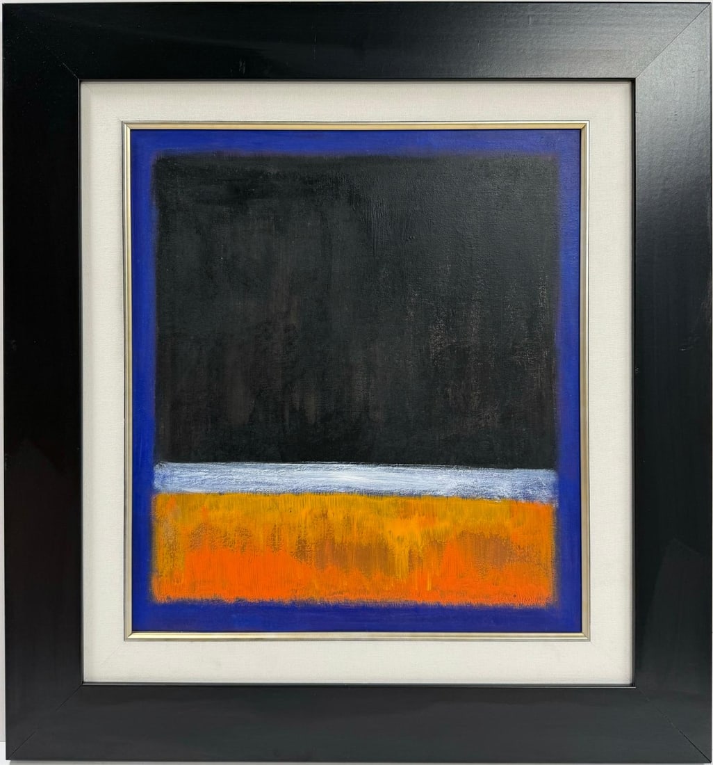 Mark Rothko Russian / American 1903 - 1970 In The Style of Oil on canvas painting Appraisal Pollock: Title: Night Over Warm Horizons/Technique: Oil on Canvas/Measures: 20 x 18 inches/Collection: Private collection/Description: "Night Over Warm Horizons" is an abstract oil painting that masterfully pl