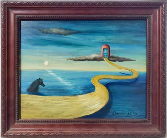 Gertrude Abercrombie American 1907-1977 Pathway to Solitud Oil on Masonite" In the Style of Picasso
