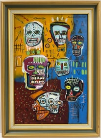 Jean Michel Basquiat Abstract In The Style of. Andy Warhol Era Mixed/Media on Paper. COA