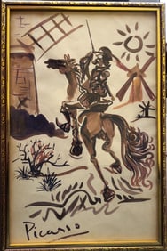 Pablo Picasso Spanish 1881-1973 Gouache on Paper in the style of Painting Dali, Chagall Era