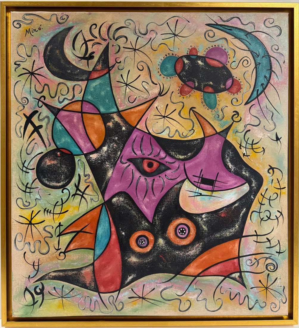 Joan Miro Spanish 1893 - 1983 Oil on Canvas in the style of. Dali Picasso Magritte Chagall Era (1 of 8)