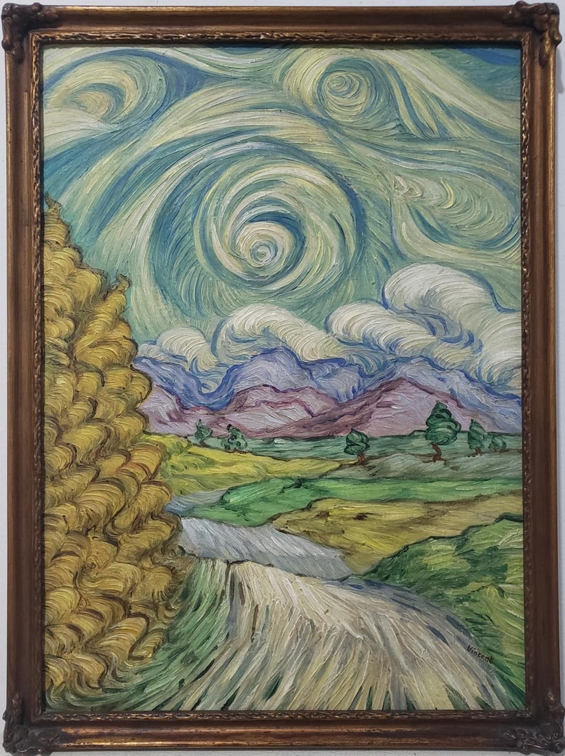 Vincent Van Gogh Dutch 1853-1890 Oil on Canvas painting in the style of.Gaugin, Degas Era. (1 of 8)