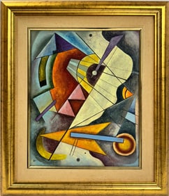 Wassily Kandinsky 1866 - 1944 Oil on Canvas Painting in the style of. Mondrian. Kazimir Malevich Era