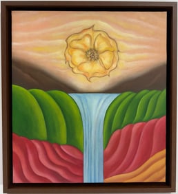 Georgia O'Keeffe American 1887 - 1986 Oil On Canvas Painting in the style of, Pollock , Picasso Era