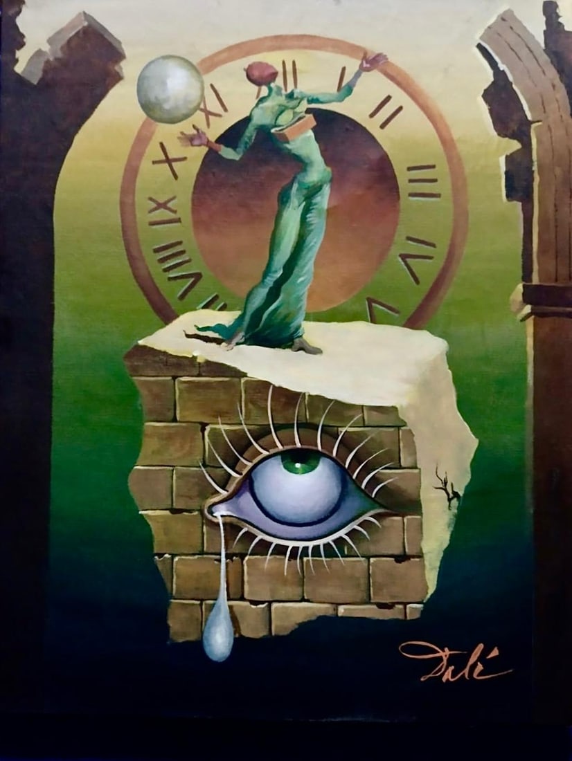 Salvador Dali Spanish 1904 - 1989 Oil on Canvas Painting in the style of. Magritte Ernst Picasso Era (1 of 5)