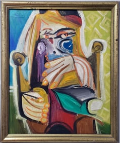 Pablo Picasso Spanish 1881-1973 Beautiful Oil On Canvas Painting in the style of Dali Magritte, Era