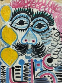 Pablo Picasso Spanish 1881-1973 Beautiful Oil On Canvas Painting In The Style Of. Dali Magritte, Era