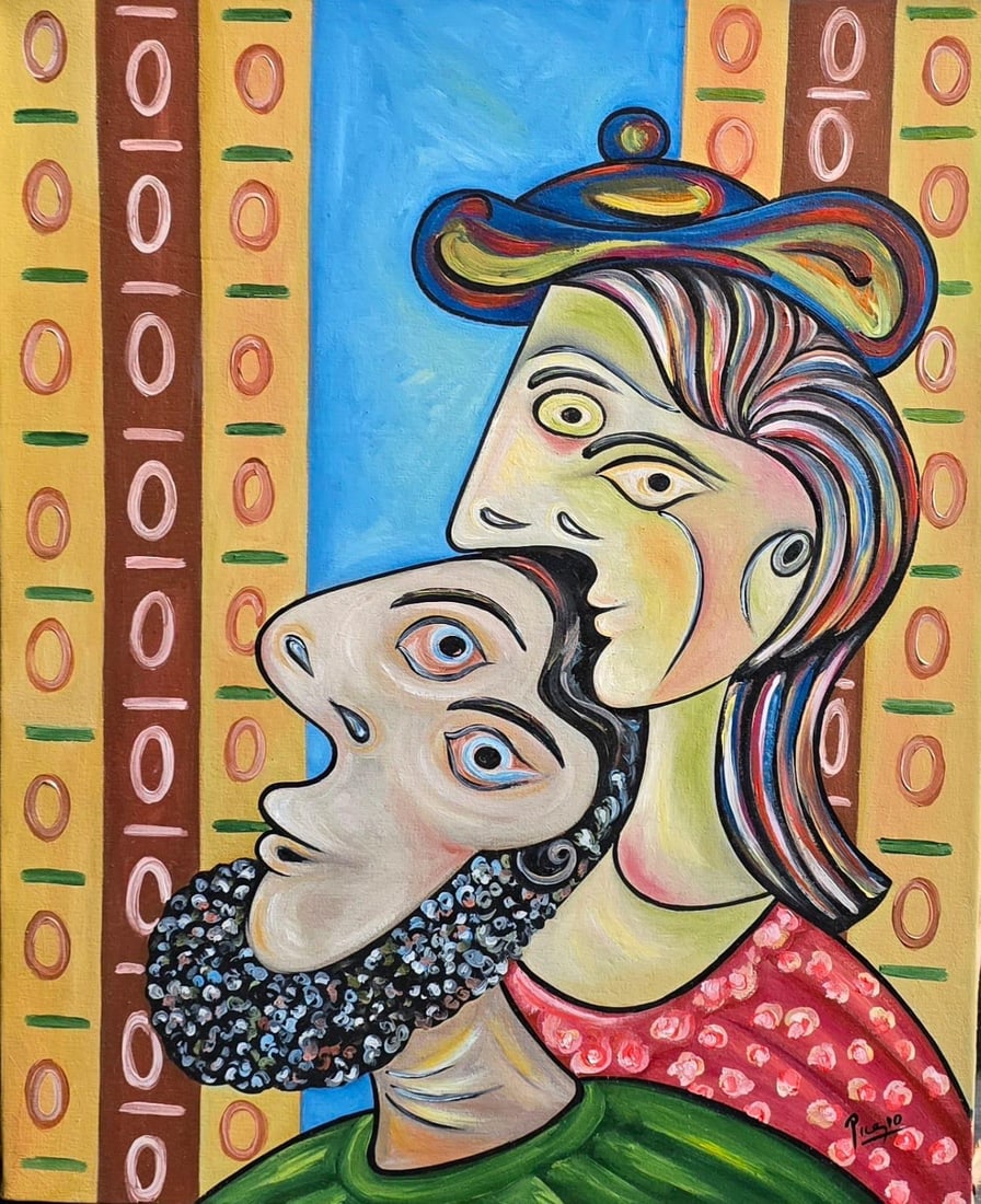 Pablo Picasso Spanish 1881-1973 Beautiful Oil On Canvas Painting In The Style Of. Dali Magritte, Era (1 of 5)