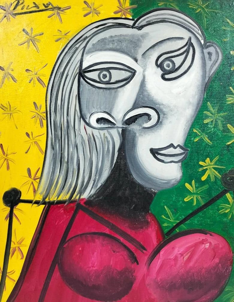 Pablo Picasso Spanish 1881-1973 Beautiful Oil On Canvas Painting In The Style Of. Dali Magritte, Era (1 of 9)