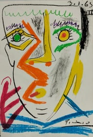 Pablo Picasso Spanish 1881-1973 Beautiful Crayon on Paper In The Style Of. Dali Magritte, Era