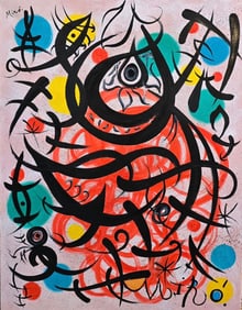 Joan Miro Spanish 1893 - 1983 Oil on Canvas in the style of. Dali Picasso Magritte Chagall Era