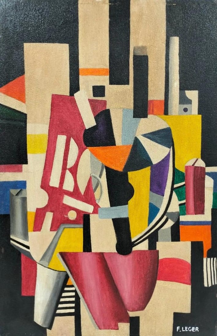 Fernand Leger Spanish 1881 - 1955 Oil on Canvas in the style of. Dali Picasso Magritte Chagall Era (1 of 7)