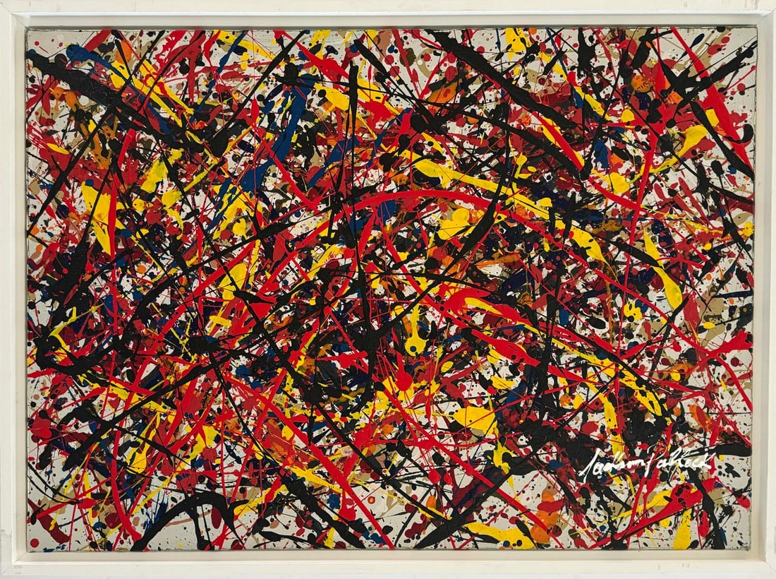 Jackson Pollock American Oil on canvas Painting In The Style of. Rothko Kline de Kooning O'Keeffe. (1 of 7)