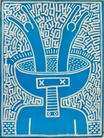 Keith Haring American 1958 - 1990 Acrylic/Canvas In The Style of Warhol Haring Pop Art Era.
