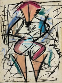 Willem de Kooning American 1904 - 1997 In The Style of Pastel on Paper painting Pollock Kline