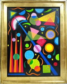 Wassily Kandinsky 1866 - 1944 Oil on Canvas Painting in the style of. Mondrian. Kazimir Malevich Era (1 of 9)