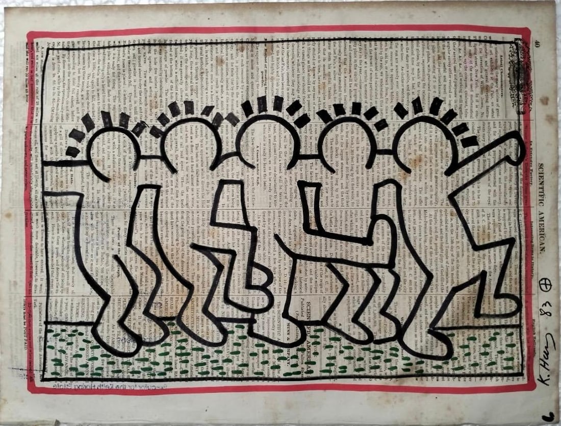 Keith Haring American 1958 - 1990 Ink on Paper In The Style of Warhol Haring Pop Art Era. (1 of 7)