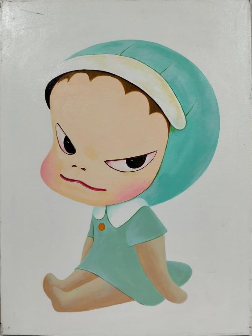 Yoshitomo Nara Japanese Artist 1959 Acrylic On Canvas Manga Contemporary Art In the Style of (1 of 6)