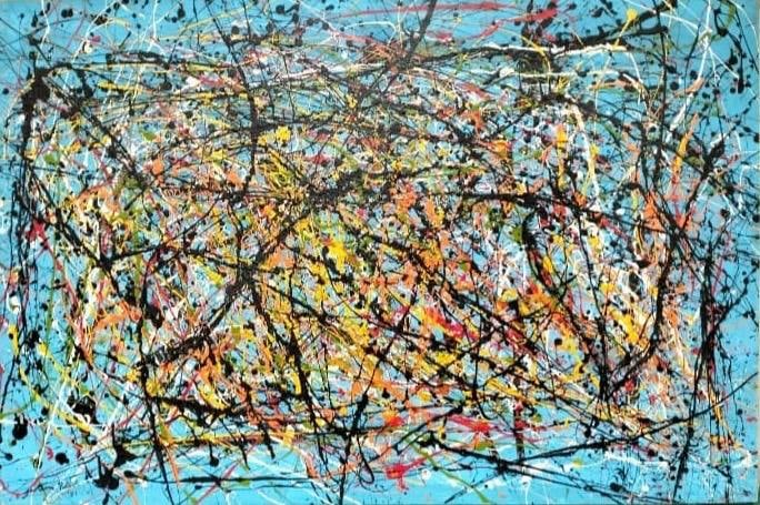 Jackson Pollock American Oil on canvas Painting In The Style of. Rothko Kline de Kooning O'Keeffe. (1 of 7)