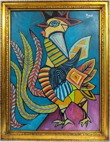 Pablo Picasso Spanish 1881-1973 Beautiful Oil On Canvas Painting in the style of Dali Magritte, Era