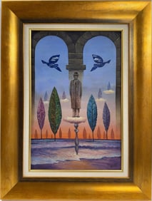 Rene Magritte Belgian 1898 - 1967 Untitled Oil on Canvas Painting in The Style of. Dali Picasso Era