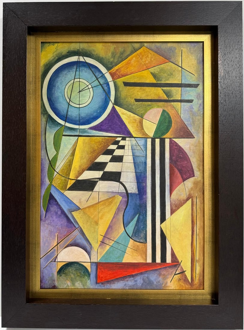 Wassily Kandinsky 1866 - 1944 Oil on Canvas Painting in the style of. Mondrian. Kazimir Malevich Era (1 of 7)