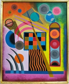 Wassily Kandinsky 1866 - 1944 Oil on Canvas Painting in the style of. Mondrian. Kazimir Malevich Era