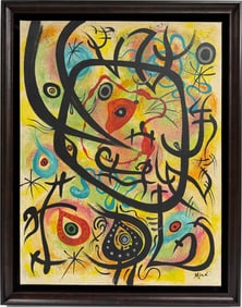 Joan Miro Spanish 1893 - 1983 Oil on Canvas in the style of. Dali Picasso Magritte Chagall Era